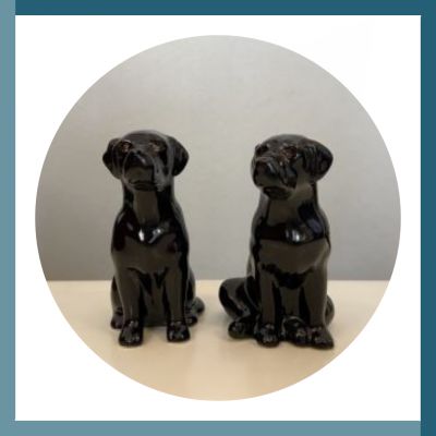 Coppia sale e pepe Labrador nero Quail Ceramics