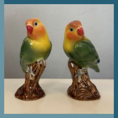 Coppia sale e pepe pappagallini Quail Ceramics
